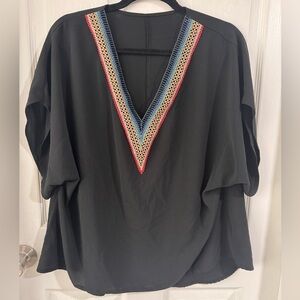 Blouse with colorful embellishment